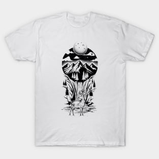 THE DEER AND THE MOON T-Shirt